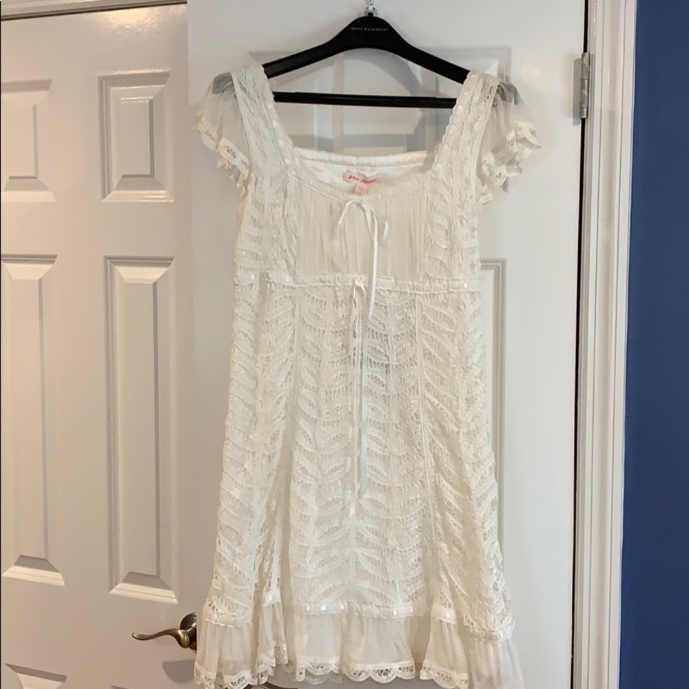 White Betsy Johnson lace dress new with tags!